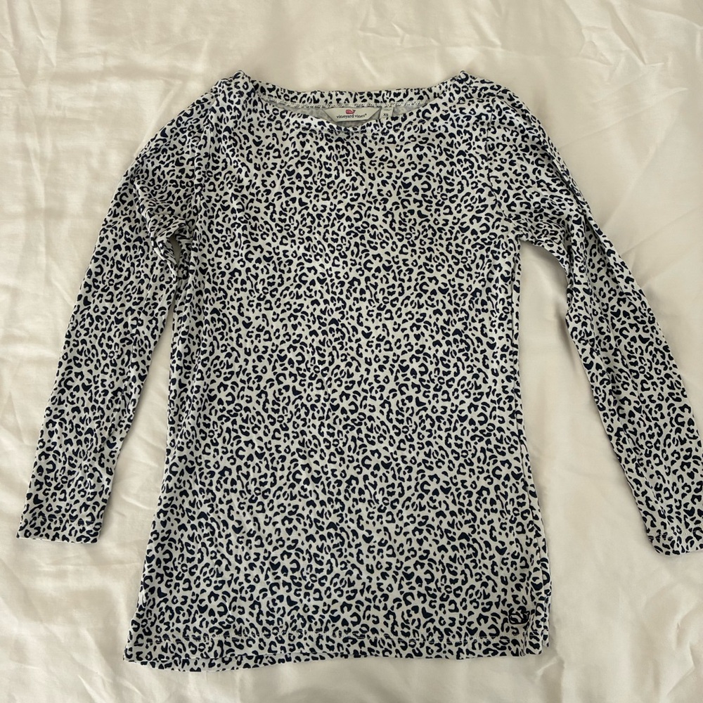 Vineyard Vines Leopard Print Long Sleeve Top